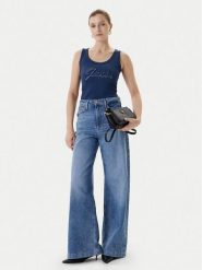 Guess Top W5YP00 KCXJ2 Granatowy Classic Fit. Niebieskie topy Guess, s, z aplikacjami, z syntetyku, bez kołnierzyka, bez ramiączek. Za 119.99 zł.