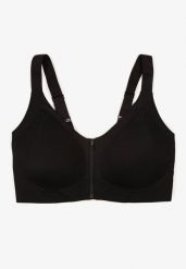 Czarny Sportowy Biustonosz z Suwakiem z Przodu Eziline. Czarne bielizna sportowa Born2be, plus size, bez wzorów. Za 69.99 zł.