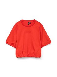Vero Moda Koszulka w kolorze czerwonym rozmiar: XL. Czerwone bluzki Vero Moda, xl, bez wzorów, z bawełny, bez kołnierzyka, bez ramiączek. Za 84.01 zł.