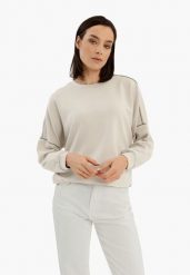 Luźna bluza z dżetami B-KIM. Brązowe bluzy Volcano, m, bez wzorów, z elastanu, bez kaptura. Za 149.99 zł.