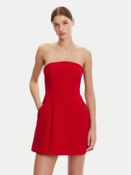 BARDOT Sukienka koktajlowa 59333DB2 Czerwony Regular Fit. Czerwone sukienki Bardot, bez wzorów, z syntetyku, wizytowe, bez kołnierzyka, bez ramiączek. Za 359.99 zł.