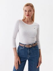 Tommy Hilfiger Bluzka WW0WW37861 Écru Slim Fit. Bluzki TOMMY HILFIGER, xl, bez wzorów, z bawełny, bez kołnierzyka, bez ramiączek. Za 199.99 zł.