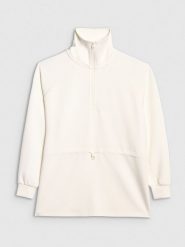 4F Bluza dresowa nierozpinana z modalem damska - biała S. Białe bluzy 4f, s, bez wzorów, z dresówki, bez kaptura. Za 199.99 zł.