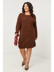 Curvy Lady Sukienka dzianinowa w kolorze brązowym rozmiar: 40/42. Brązowe sukienki Curvy Lady, na co dzień, bez wzorów, z dzianiny, klasyczne, bez kołnierzyka, bez ramiączek, midi, proste. Za 86.99 zł.