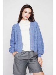 C& Jo Kardigan w kolorze błękitnym rozmiar: 38. Niebieskie kardigany C& Jo, bez wzorów, ze splotem. Za 152.99 zł.