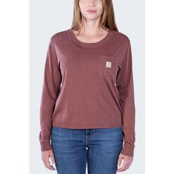 Koszulka bawełniana damska z długim rękawem Carhartt Lightweight Pocket. Brązowe bluzki Carhartt, xs, bez wzorów, z bawełny, sportowe, bez kołnierzyka, bez ramiączek. Za 159.99 zł.