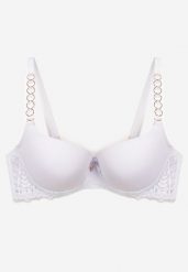 Biały Biustonosz Typu Full Cup z Koronką i Usztywnionymi Miseczkami Luetta. Białe biustonosze Born2be, bez wzorów, z koronki. Za 39.99 zł.