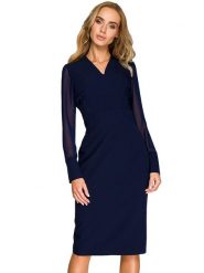 Stylove Sukienka w kolorze granatowym rozmiar: L. Niebieskie sukienki Stylove, l, bez wzorów, bez kołnierzyka, bez ramiączek, midi. Za 180.49 zł.
