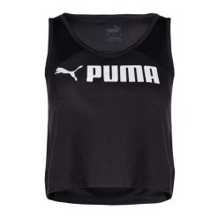 Top treningowy damski PUMA Fit Skimmer Tank. Czarne topy Puma, xs, bez wzorów, bez kołnierzyka, bez ramiączek. Za 66.99 zł.