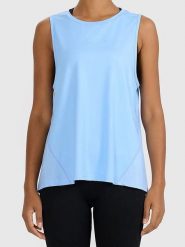 4F Top sportowy w kolorze błękitnym rozmiar: L. Niebieskie koszulki sportowe 4f, bez wzorów, z materiału, bez ramiączek, outdoorowe. Za 49.99 zł.