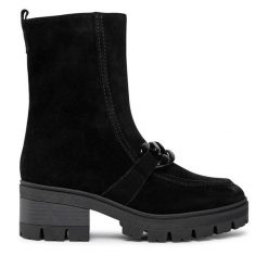 Botki Gabor. Czarne botki Gabor, bez wzorów, bez obcasa, na słupku, bez zapięcia. Za 549.99 zł.