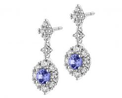 Kolczyki z białego z złota brylantami i tanzanitami - próba 585. Białe kolczyki Apart, z brylantem, złote. Za 6,990.00 zł.