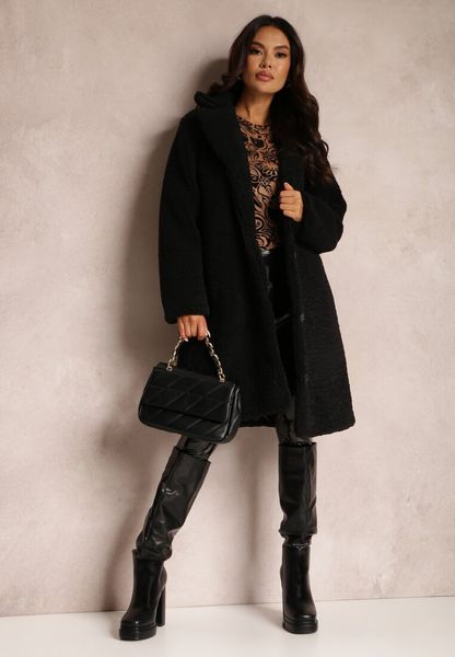 Czarny Płaszcz Futrzany Teddy Karli. Czarne płaszcze Renee, l, bez wzorów, z futra, bez kaptura. Za 299.99 zł.