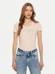 Guess T-Shirt W5RI11 J1314 Różowy Regular Fit. Czerwone t-shirty Guess, xs, z aplikacjami, z bawełny, bez kołnierzyka, bez ramiączek. Za 97.00 zł.