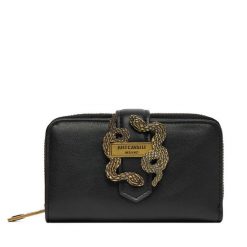 Duży Portfel Damski Just Cavalli. Czarne portfele Just Cavalli, bez wzorów. Za 319.99 zł.