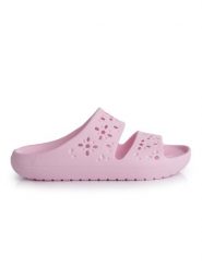 Crocs Klapki Classic Floral Cutout Sandal 210966 Różowy. Czerwone klapki Crocs, bez wzorów, z tworzywa sztucznego, bez obcasa. Za 139.99 zł.