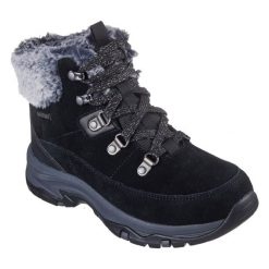 Trapery damskie, Trego - Snow Worries. Czarne trapery i śniegowce Skechers. Za 429.99 zł.