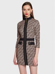 Elisabetta Franchi Sukienka koktajlowa AB-339-31E2-V460 Beżowy Slim Fit. Brązowe sukienki Elisabetta Franchi, bez wzorów, z syntetyku, wizytowe, bez kołnierzyka, bez ramiączek. Za 2,299.00 zł.