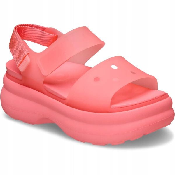 Sandały dla Kobiet Crocs Soho Frosted Y-Strap Sandal. Zielone sandały Crocs, bez wzorów, z materiału, eleganckie, bez obcasa, na platformie, bez zapięcia. Za 229.99 zł.