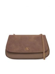 Calvin Klein Torebka Ck Conv Chain Brushed Medium Bag LV04F3407G Beżowy. Brązowe torebki klasyczne Calvin Klein, bez wzorów, ze skóry, bez dodatków. Za 649.99 zł.