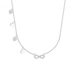 Naszyjnik srebrny z cyrkoniami - serca, nieskończoność. Szare naszyjniki Apart, z cyrkonią, srebrne. Za 259.00 zł.