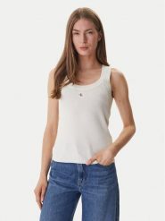 Calvin Klein Jeans Top LV047F355G Beżowy Slim Fit. Brązowe topy Calvin Klein Jeans, xl, bez wzorów, z bawełny, bez kołnierzyka, bez ramiączek. Za 329.99 zł.
