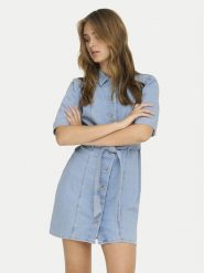 ONLY Sukienka jeansowa Vibbe 15372569 Niebieski Regular Fit. Niebieskie sukienki Only, s, bez wzorów, z bawełny, bez kołnierzyka, bez ramiączek. Za 229.99 zł.