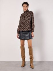 Apricot Bluzka w kolorze jasnobrązowo-czarnym rozmiar: XL. Brązowe bluzki Apricot, xl, bez wzorów, bez kołnierzyka, bez ramiączek. Za 66.00 zł.
