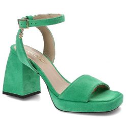 Zielone Sandały Karino Eleganckie Buty Na Obcasie. Zielone sandały Karino, bez wzorów, z weluru, eleganckie, bez obcasa, na obcasie, bez zapięcia. Za 309.00 zł.