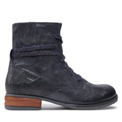 Botki Josef Seibel. Niebieskie botki Josef Seibel, bez wzorów, bez obcasa, na płaskiej podeszwie, bez zapięcia. Za 399.99 zł.