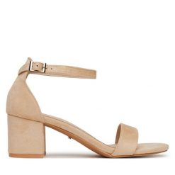 Sandały DeeZee. Brązowe sandały DeeZee, bez wzorów, bez obcasa, na słupku, bez zapięcia. Za 119.99 zł.