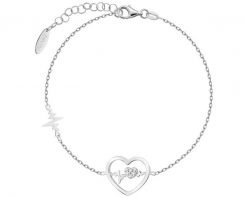 Bransoletka srebrna z cyrkoniami - EKG serca, serca. Szare bransoletki Apart, z cyrkonią, srebrne. Za 179.00 zł.