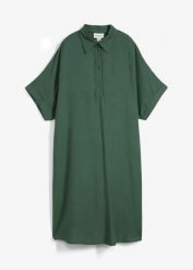 Sukienka koszulowa z delikatnej wiskozy. Czarne sukienki bonprix, bez wzorów, z wiskozy, bez kołnierzyka, bez ramiączek, koszulowe. Za 32.99 zł.
