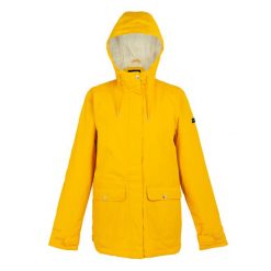 Kurtka turystyczna damska Regatta Broadia parka przeciwdeszczowa. Żółte parki Regatta, sportowe, bez kaptura. W wyprzedaży za 299.99 zł.