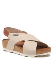 Pikolinos Sandały W9E-0912 Écru. Sandały Pikolinos, bez wzorów, ze skóry, bez obcasa, na płaskiej podeszwie, bez zapięcia. Za 339.99 zł.