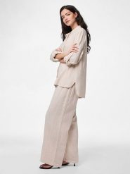 Pieces Bluzka "Sastina" w kolorze beżowym rozmiar: XL. Brązowe bluzki Pieces, xl, bez wzorów, z bawełny, bez kołnierzyka, bez ramiączek. Za 66.00 zł.