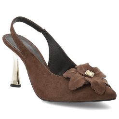 Brązowe Sandały Karino Eleganckie Obuwie Damskie Premium. Brązowe sandały Karino, bez wzorów, z weluru, eleganckie, bez obcasa, na obcasie, bez zapięcia. Za 489.00 zł.