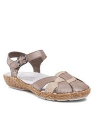 Sandały Rieker. Zielone sandały Rieker, bez wzorów, bez obcasa, na płaskiej podeszwie, bez zapięcia. Za 309.99 zł.
