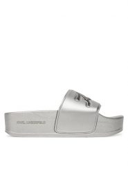 KARL LAGERFELD Klapki Kondo Maxi KL80872 Srebrny. Szare klapki KARL LAGERFELD, bez wzorów, ze skóry, bez obcasa. Za 279.99 zł.