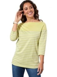 WITT WEIDEN Koszulka w kolorze żółto-białym rozmiar: 36. Żółte bluzki WITT WEIDEN, bez wzorów, z bawełny, bez kołnierzyka, bez ramiączek. Za 39.99 zł.