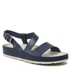 Sandały Clara Barson. Niebieskie sandały Clara Barson, bez wzorów, bez obcasa, na płaskiej podeszwie, bez zapięcia. Za 99.99 zł.