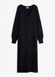 Sukienka dzianinowa oversize midi. Zielone sukienki bonprix, bez wzorów, z dzianiny, bez kołnierzyka, bez ramiączek, maxi, oversize. Za 142.99 zł.