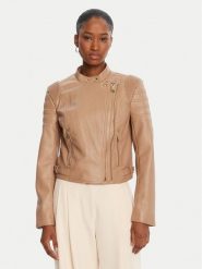 Guess Kurtka z imitacji skóry W5YL1 9WHDS0 Beżowy Regular Fit. Brązowe kurtki Guess, xl, z aplikacjami, ze skóry, bez kaptura. Za 739.99 zł.