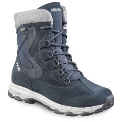 Buty damskie zimowe Meindl Civetta Lady ocieplane z membraną Gore-Tex. Niebieskie trekkingi Meindl, z futra, przed kolano, trekkingowe. Za 819.00 zł.