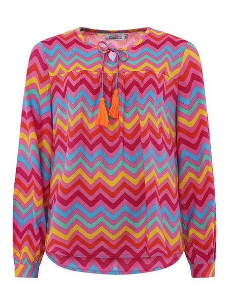 Zwillingsherz Bluzka "Bunte Wellen" ze wzorem rozmiar: L/XL. Bluzki Zwillingsherz, l, bez wzorów, z wiskozy, bez kołnierzyka, bez ramiączek. Za 88.02 zł.