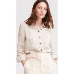 Długa koszula z lnu - Beżowy. Koszule Reserved. Za 139.99 zł.