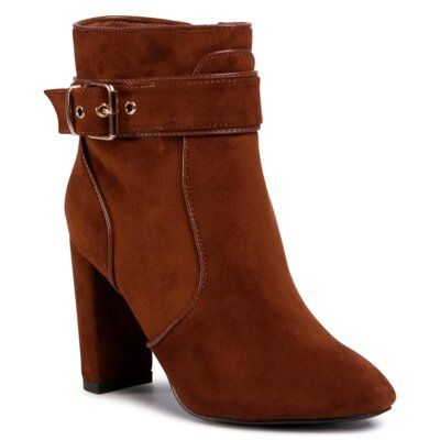 DeeZee WYL2296-1 Camel. Brązowe botki DeeZee, bez wzorów, z materiału, bez obcasa, bez zapięcia. Za 149.99 zł.