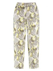 Gerry Weber Lniane spodnie w kolorze biało-szaro-żółtym rozmiar: 40. Białe spodnie materiałowe Gerry Weber, bez wzorów, ze lnu, z podwyższonym stanem. Za 210.32 zł.