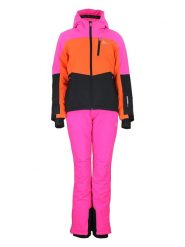 Peak Mountain 2-częściowy zestaw narciarski w kolorze różowo-czarno-pomarańczowym rozmiar: L. Czarne kurtki sportowe Peak Mountain, l, bez wzorów, bez kaptura, narciarskie. Za 588.81 zł.