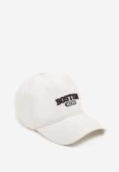 Biała Bawełniana Czapka z Daszkiem Ozdobiona Napisem Vornetta. Białe czapki Renee, z aplikacjami, z bawełny, eleganckie. Za 34.99 zł.